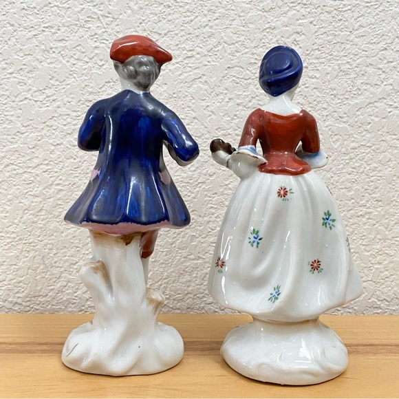 Pair Vintage Occupied Japan Colonial Victorian Couple Playing Instrument Figure - Picture 3 of 11